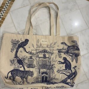Sezane Canvas Tote with Animal Print